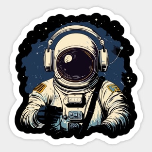 Astronaut Music Lover Vintage Sticker